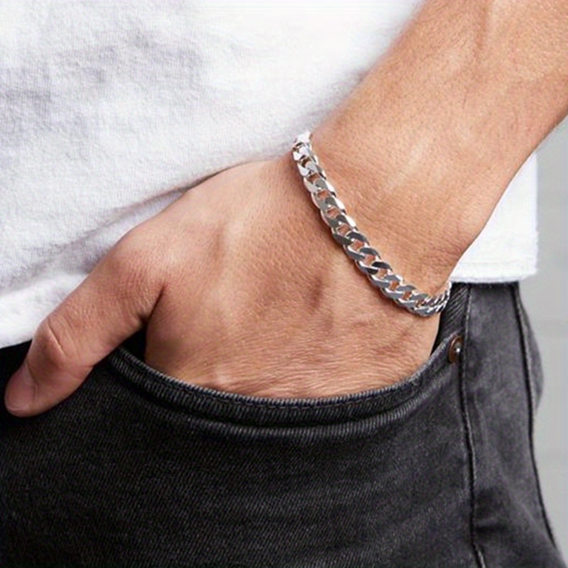 Men Chain Bracelet 925 Sterling Silver Bangle Hand Chains Man Link  Bracelets 1Pc 
