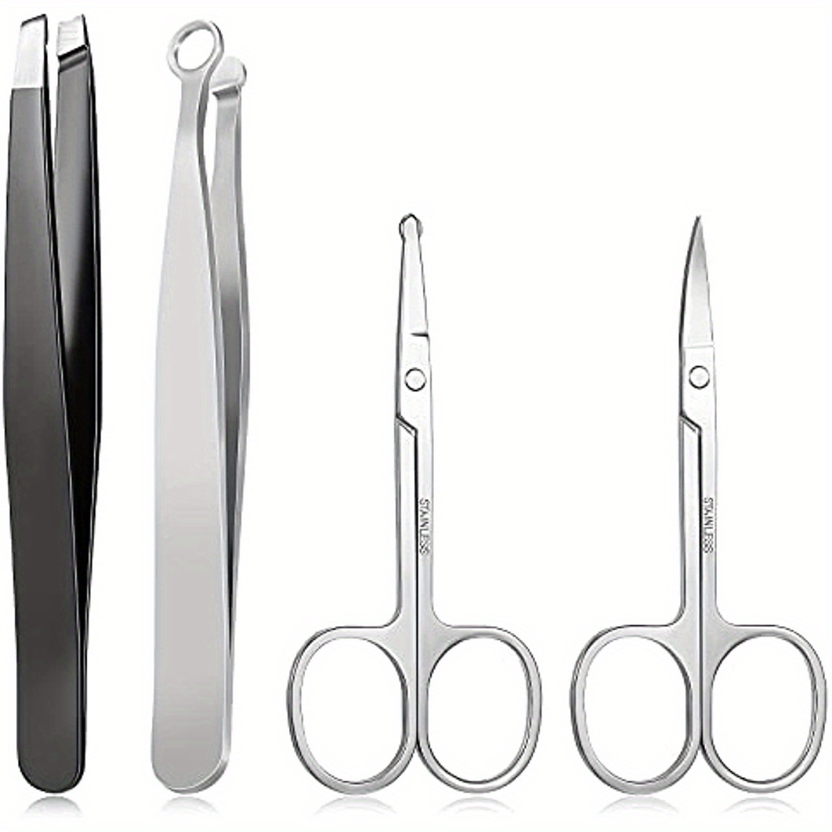 Universal Nose Hair Trimmer Nose Hair Scissors Trimming Tweezers Stainless  Steel Round Head Eyebrow Nose Hair Cut Removal Round-Tipped Scissor Set for  Men