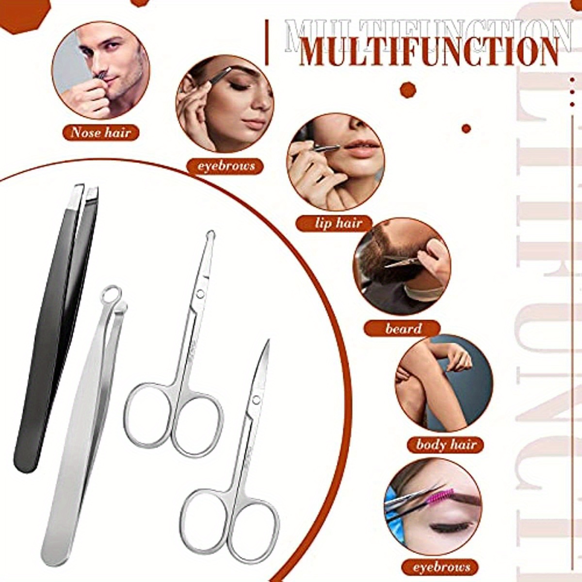 Universal Nose Hair Trimmer Nose Hair Scissors Trimming Tweezers Stainless  Steel Round Head Eyebrow Nose Hair Cut Removal Round-Tipped Scissor Set for  Men