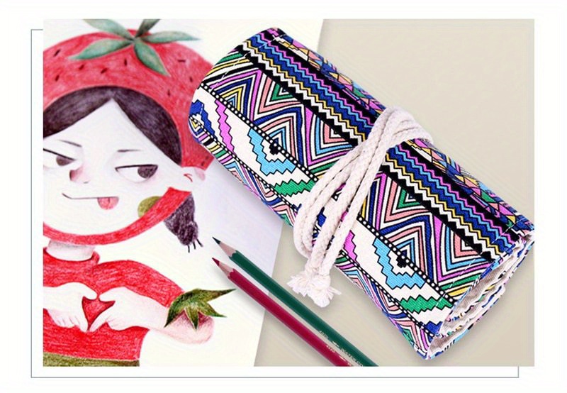 Roll Colored Art Pencil Case Kawaii School Students Supplies - Temu