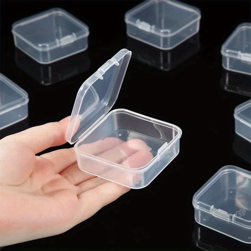 10pcs Small Boxes Square Transparent Plastic Jewelry Storage Case Finishing  Container Packaging Storage Box for Earrings Rings