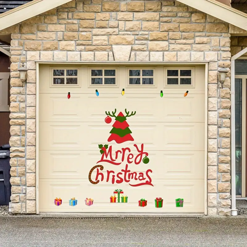 Christmas Diy Large Size Garage Sticker Door Santa Snow Wall Holiday Decorations Decorate The