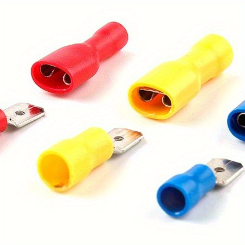 50pcs Fdd Mdd 6 3mm Terminal Red Blue Yellow Female Male Spade Insulated Electrical Crimp 3283