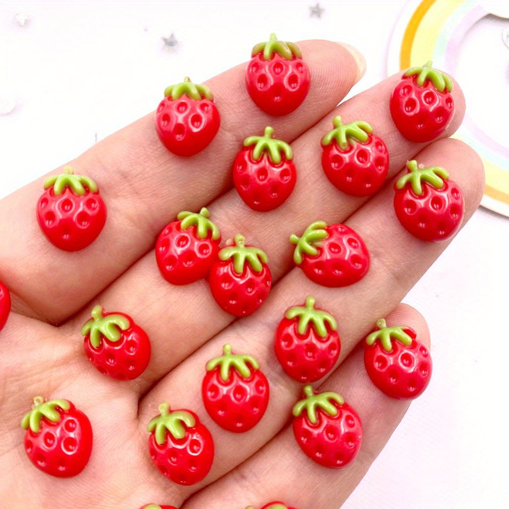 

30pcs Resin Mini Colorful Kawaii Strawberry Art Nails Flatback Stone Appliques Diy Scrapbook Wedding Earring Decor Accessories Crafts