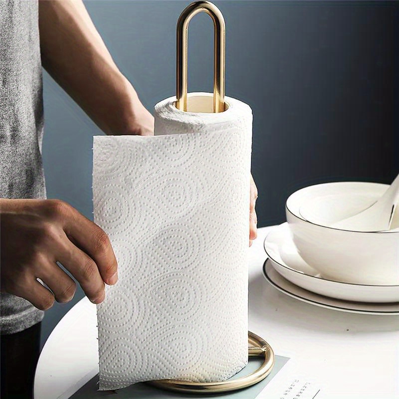 Vertical Roll Paper Holder, Household Stainless Steel Paper Towel Rack,  Desktop Napkin Organizer, Tissue Roll Holder Stand With Base, Bathroom  Accessories - Temu