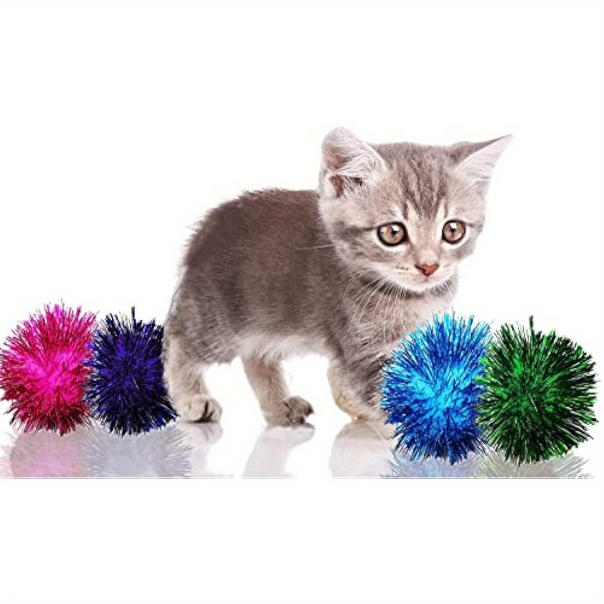 Cat Sparkle Balls For Cats Glitter Pom Poms Fuzzy Cat - Temu