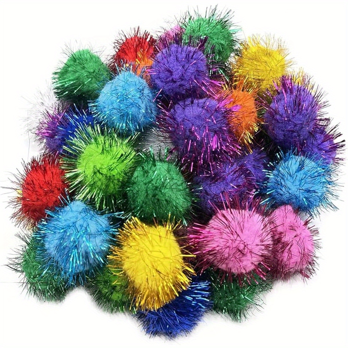 Cat Sparkle Balls For Cats Glitter Pom Poms Fuzzy Cat - Temu