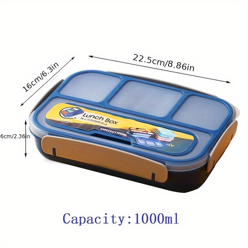 1pc 4-Compartment Bento Lunch Box - Microwave, Dishwasher, and Freezer Safe  - Perfect for Back to School and On-the-Go Meals