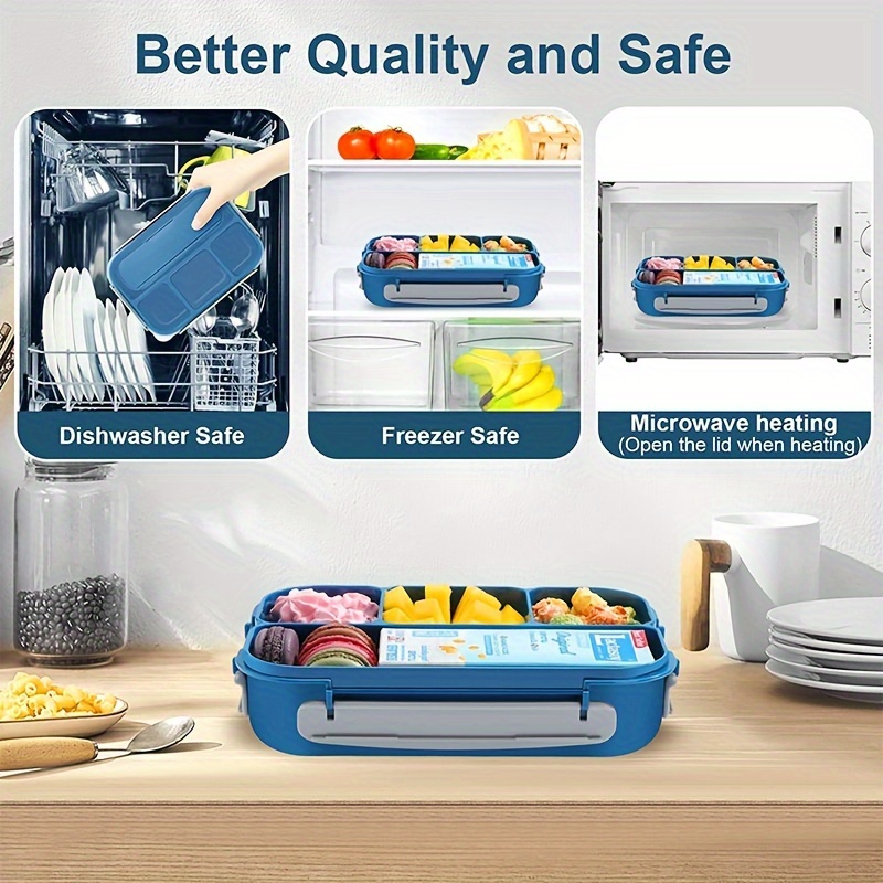 1pc 4-Compartment Bento Lunch Box - Microwave, Dishwasher, and Freezer Safe  - Perfect for Back to School and On-the-Go Meals