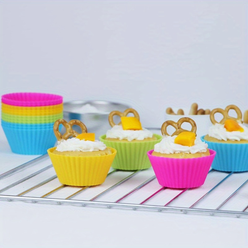 12pcs Moldes Hornear Silicona Reutilizables Moldes Muffins - Temu