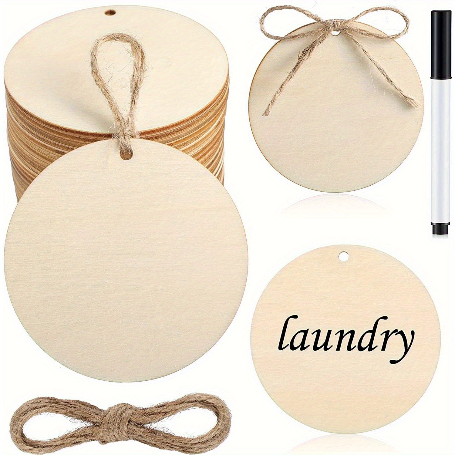 Wood Circles Wood Discs Blank Wooden Round Natural Wooden - Temu