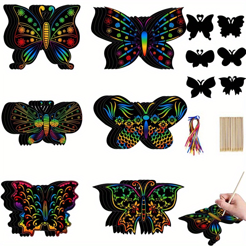 Butterfly Scratch Crafts 12 Styles Scratch Butterfly Party - Temu