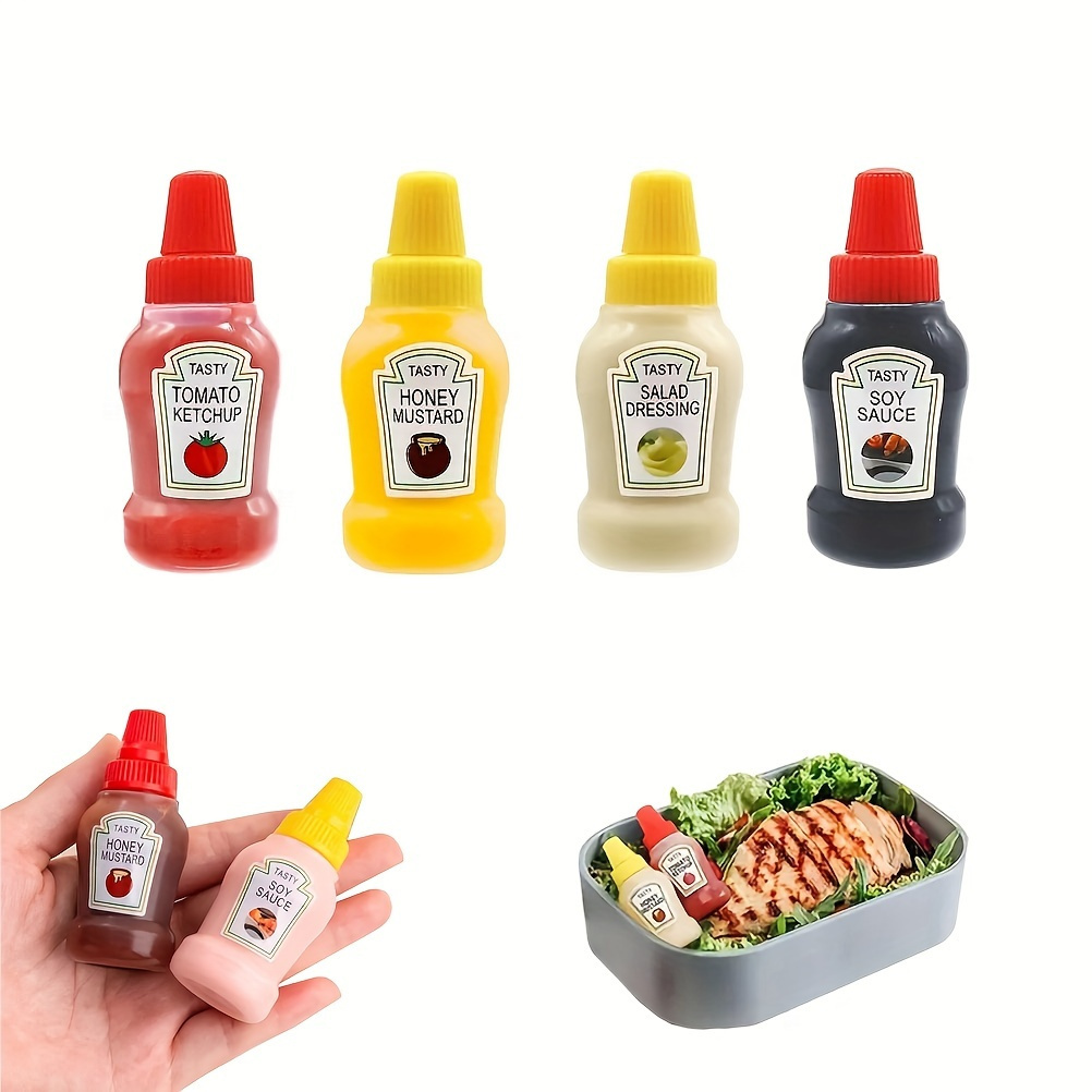 8pcs Salad Dressing Containers Set With Lid, Portable Sauce Cups With 1  Cleaning Brush, Reusable Plastic Condiment Cups, Bento Box Accessories