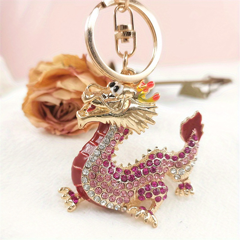 Temu 1pc, Chinese New Year Dragon Keychain Artificial Crystal Keychain Quick Release Key Ring Key Organizer Heavy Duty Keychain Gift for Car Keys Bag