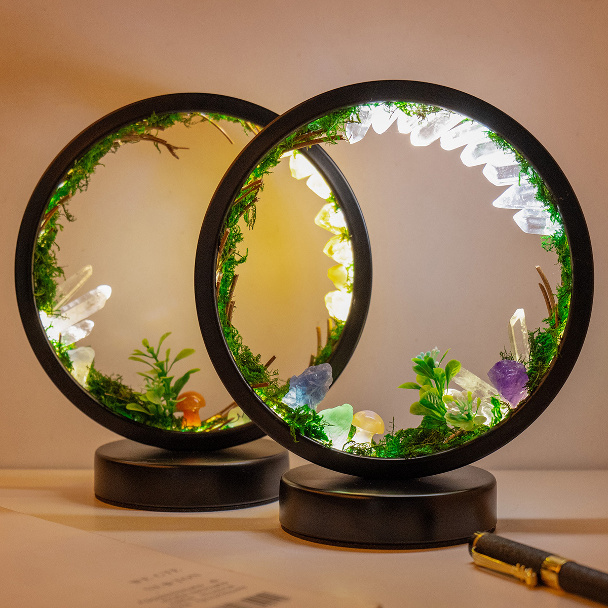 Acheter Veilleuse 3 couleurs économie d'énergie alimenté par batterie Faux  cristal lampe de bureau LED lampe de chevet ornement de fête
