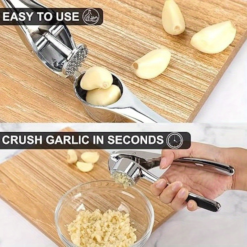 Stainless Steel Garlic Press Crushing Tool With Brush