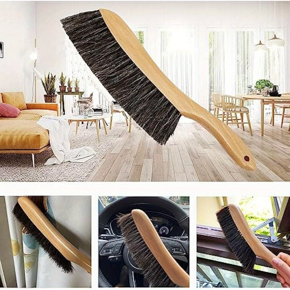 Cepillos de limpieza de escobas de mano, cepillo suave para plumero de  muebles con mango de madera largo, herramienta de polvo para el hogar (1