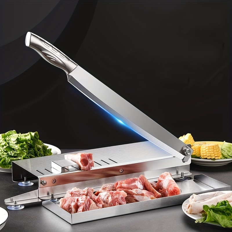 Manual Meat Slicer-Stainless Steel Meat Food Slicer Telescopic Fixed Baffle  Food Meat Slicer U-shaped Support Frame Meat Chopper Slicer Suitable for