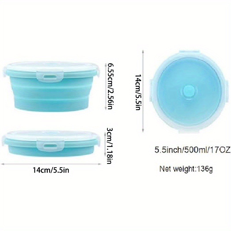 3 Colors Of Foldable Silicone Food Storage Container With Lid