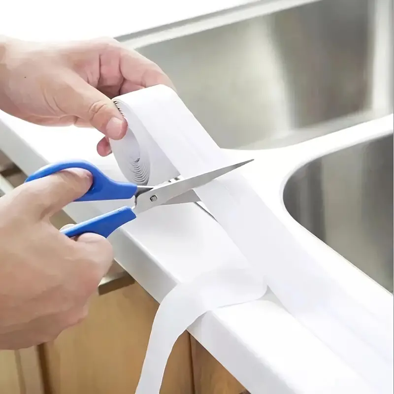 1 roll waterproof anti mildew toilet caulk strip self adhesive waterproof tape for kitchen bathroom to avoid wet details 3