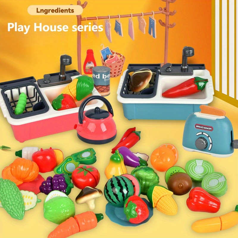 Play Kitchen - Juego de cocina de madera para niños pequeños y grandes -  Mini juguete de simulación para niños y niñas con estufa de cocina, horno