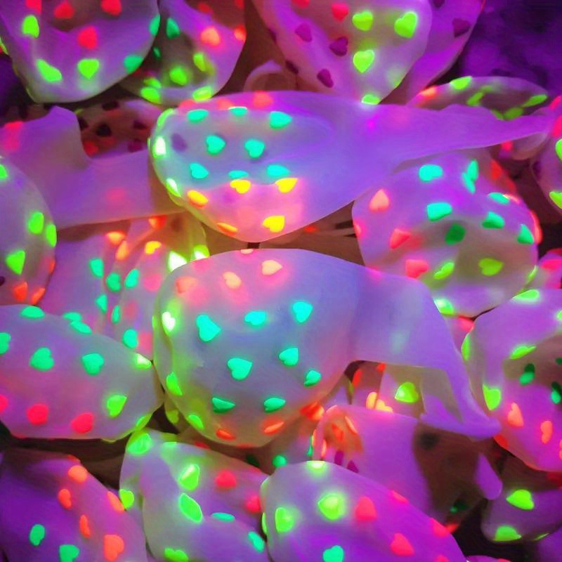 100pcs, UV Neon Balloons Decoration 12inch/30.36cm Dot Print Blacklight  Balloons Glow In The Dark UV Light Fluorescent Balloons Black Clear  Balloons B