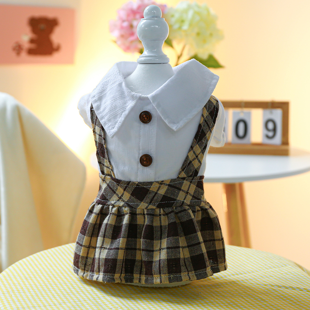 Plaid Dog Dress, Student Style Dog Skirt, Harness Pet Clothes For Small  Dogs For Spring And Autumn