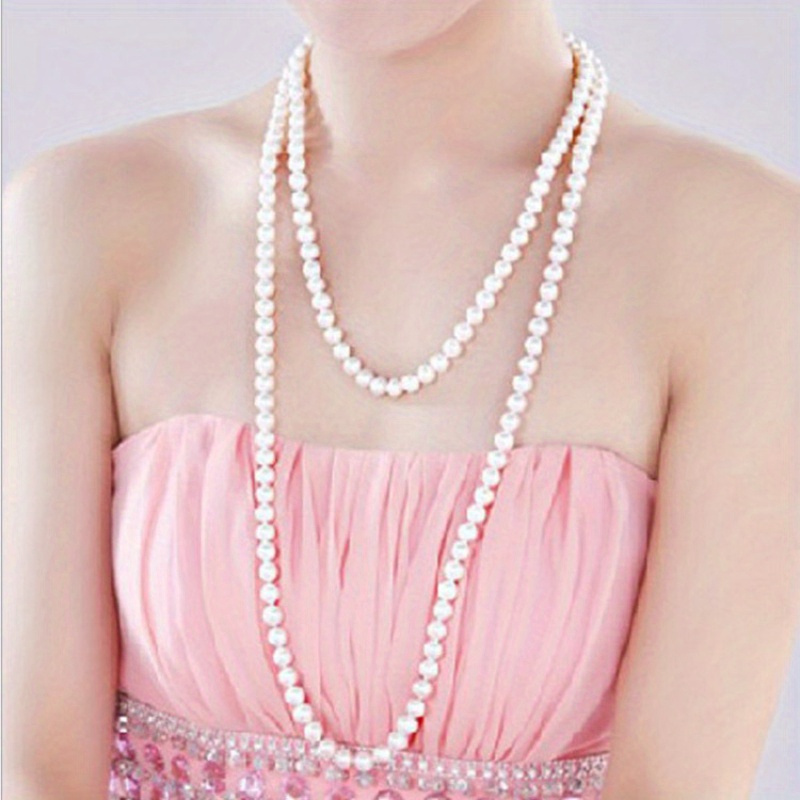 Double Layered Imitation Pearl Necklace Elegant Simple Style For Women  Party Neck Accessories