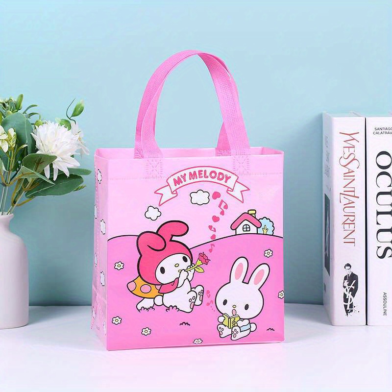 New Sanrio Hello Kitty My Melody Kuromi Kawaii Handbag Canvas Bag Cartoon  Student Lunch Box Handbag Shopping Bag