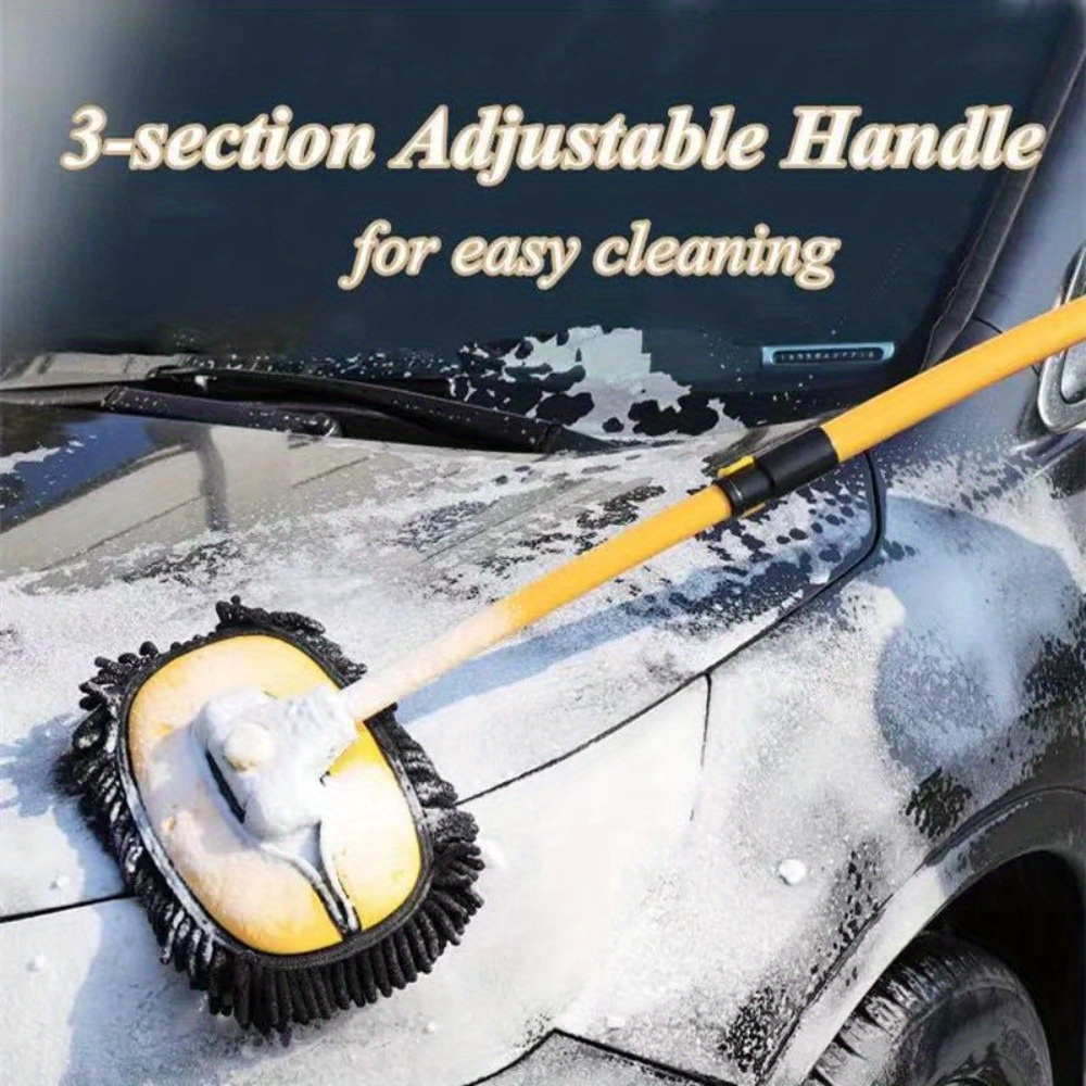 Car Wash Brush Microfiber Car Wash Brush Mop Kit Car Brushes With 3 Section  Telescopic Rod