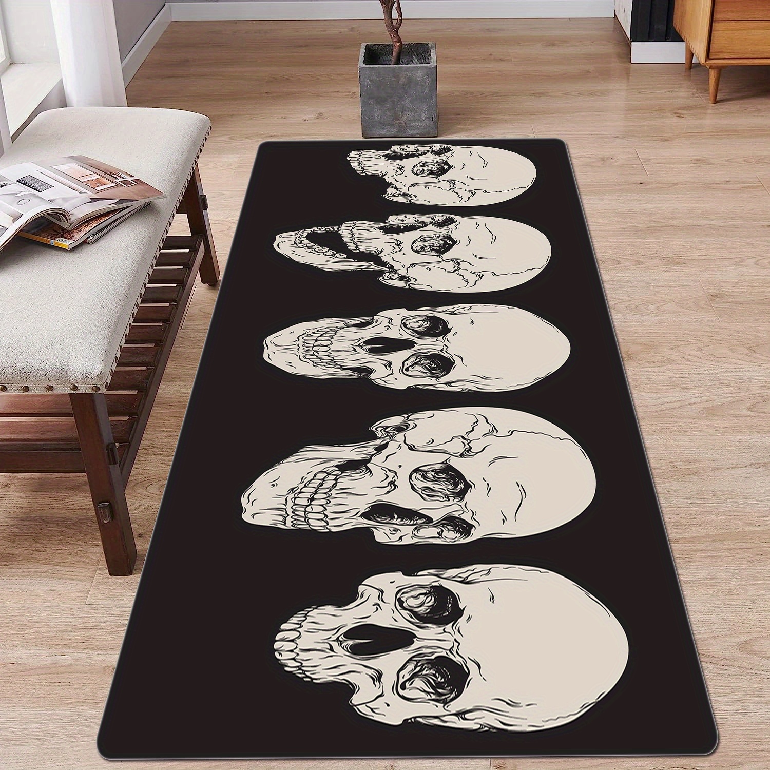 Gothic Skull Print Kitchen Mat Household Non slip Runner Rug - Temu