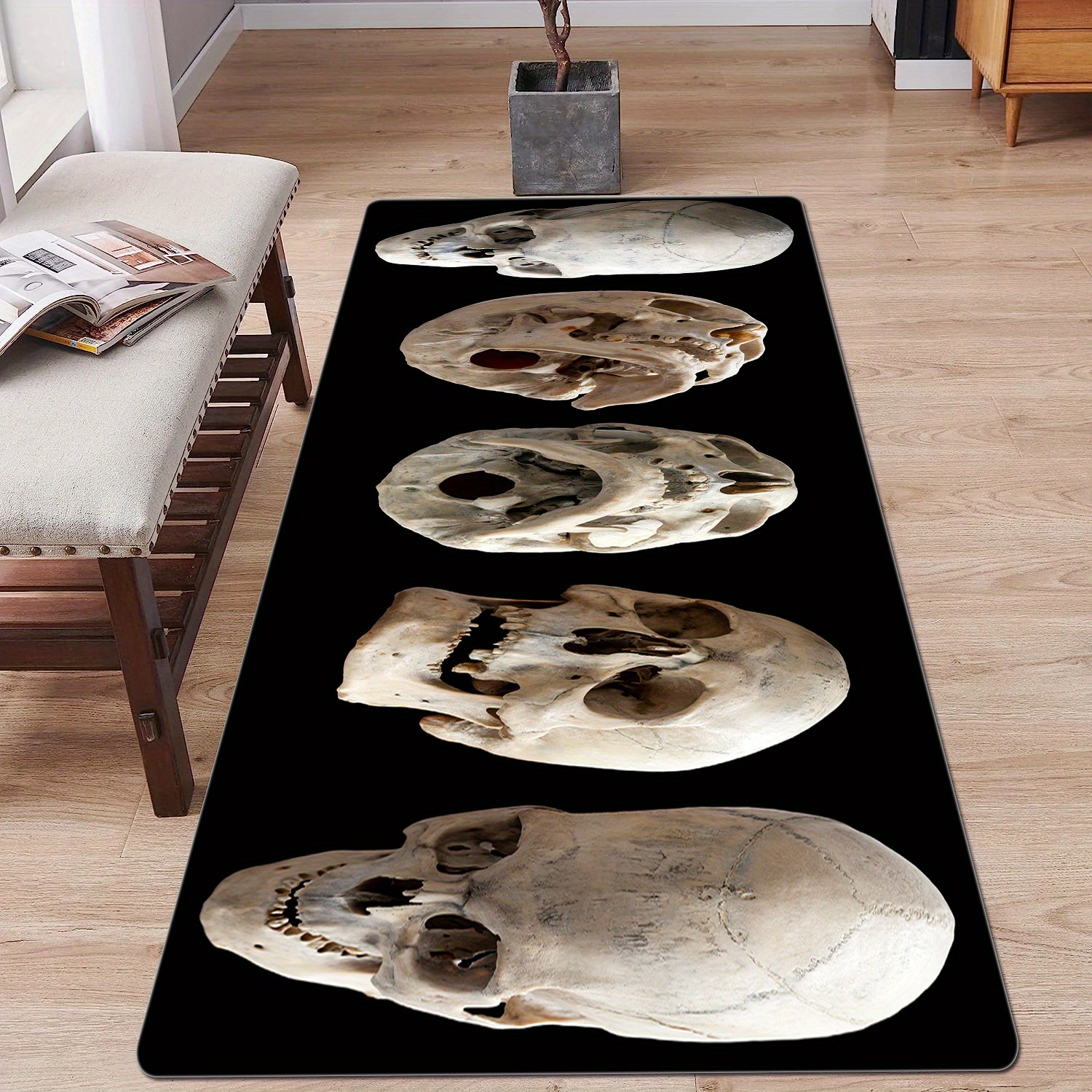 Gothic Skull Print Kitchen Mat Household Non slip Runner Rug - Temu