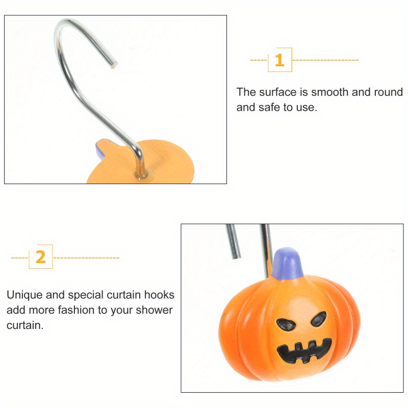 Halloween Shower Curtain Hook Pumpkin Bats Ghost Ornaments Temu