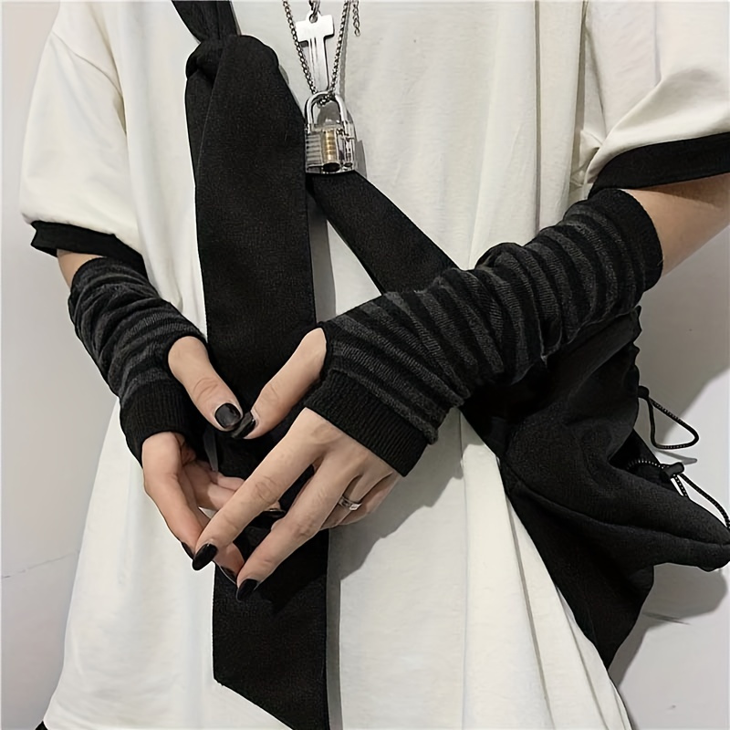 

Solid Color Elastic Fingerless Gloves Y2k Soft Warm Decorative Arm Cover Mature Windproof Long Sleeves