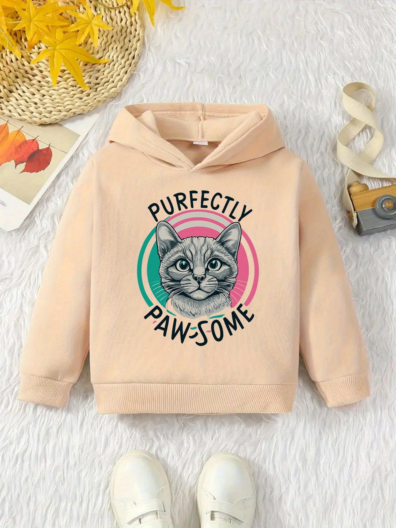 Cute Cat Print Boys Casual Pullover Long Sleeve Hoodies Boys Temu