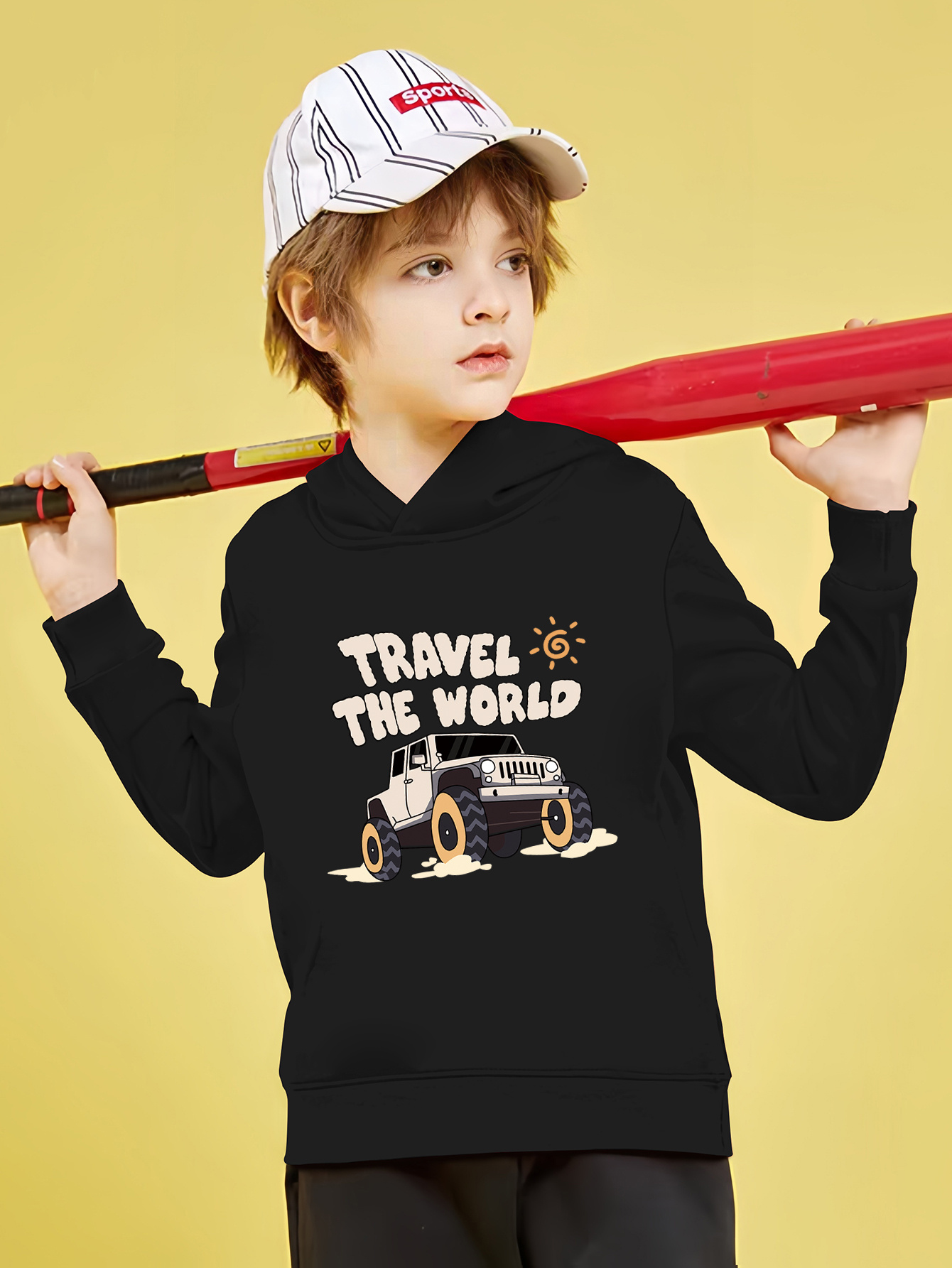 Cool road Vehicle Travel World Print Boys Casual Pullover Temu