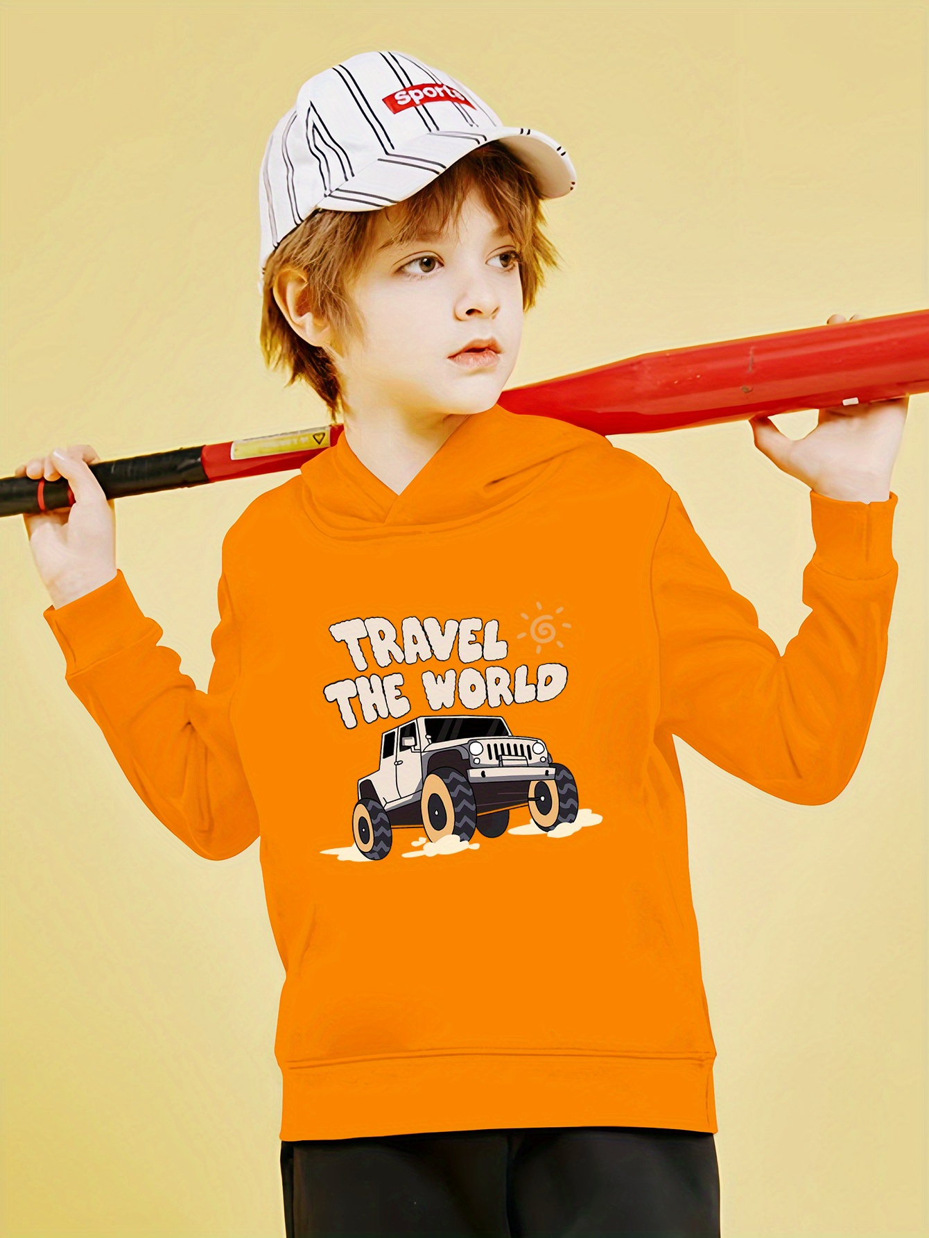 Cool road Vehicle Travel World Print Boys Casual Pullover Temu