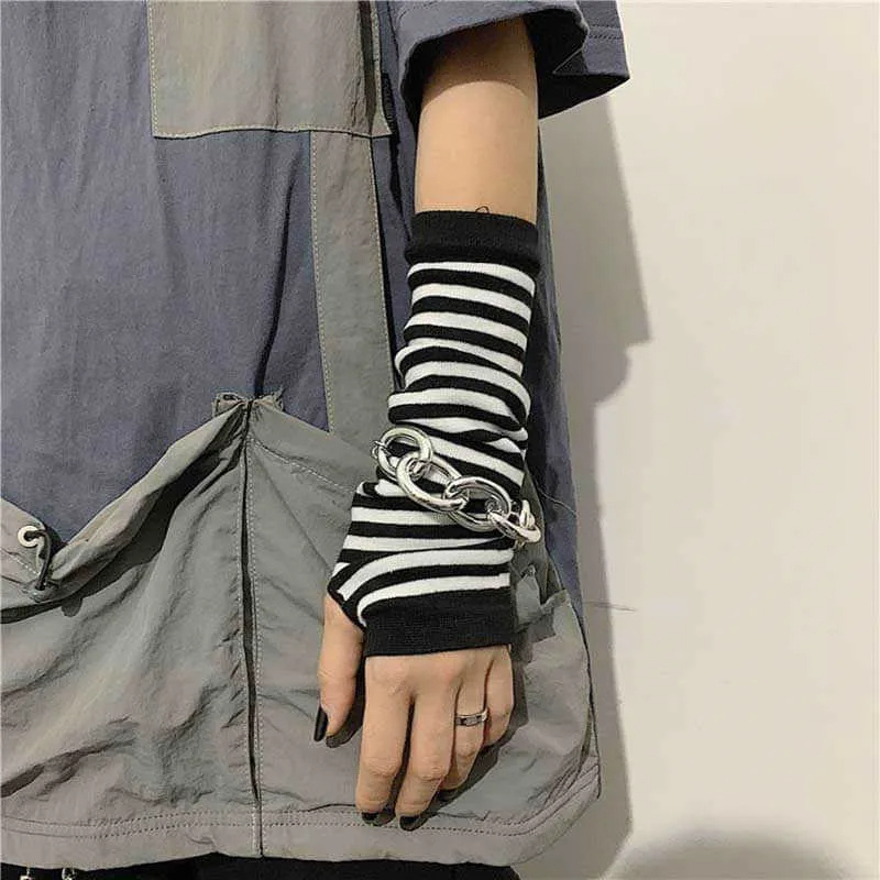 TEMU Mujeres Guantes Sin Dedos Punk Y2k, Cubierta De Brazo Guantes De Invierno Cosplay, Manga De Brazo De Hip-hop