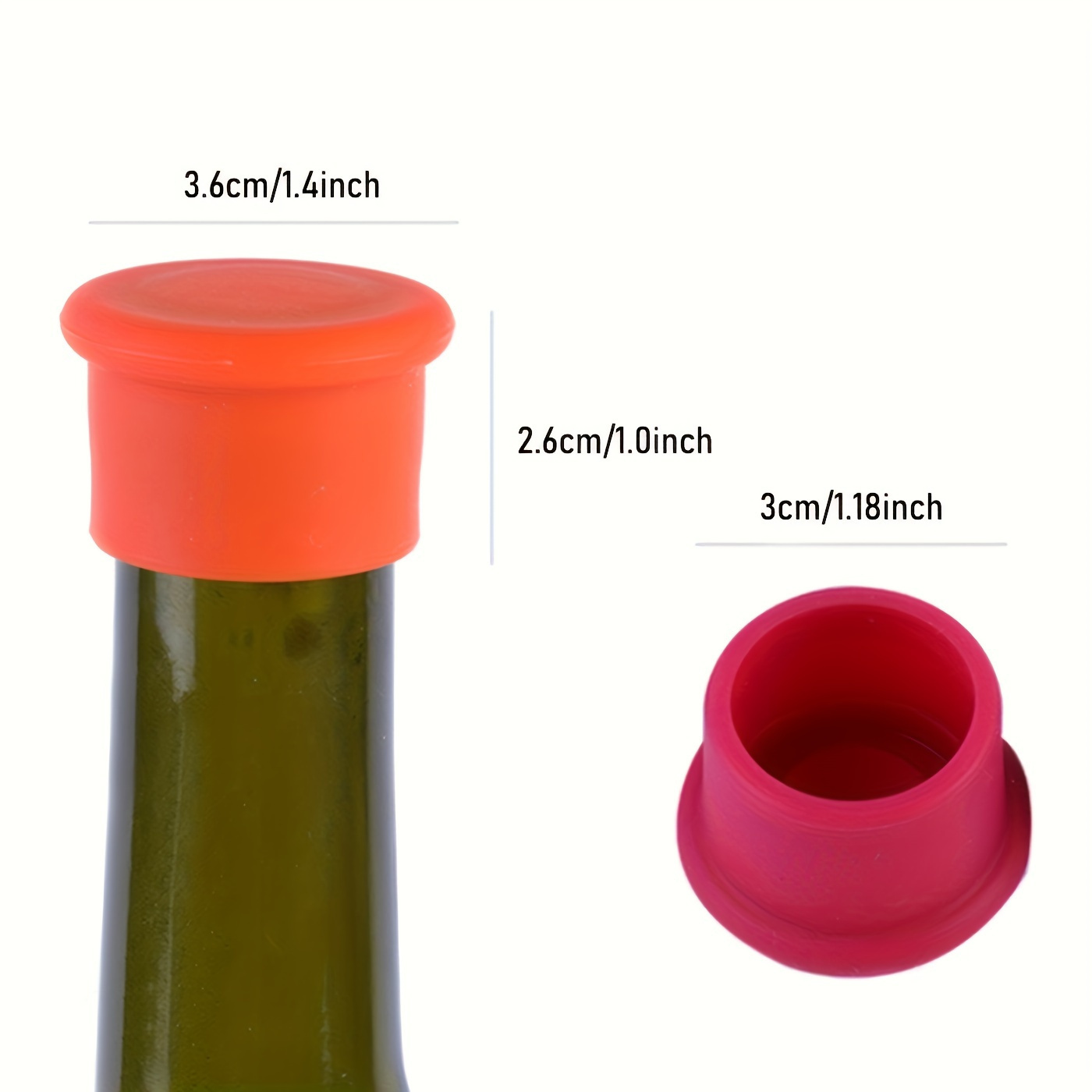 6PCS Wine Stoppers Reusable Silicone Wine Corks Glass Beverages Beer  Champagne