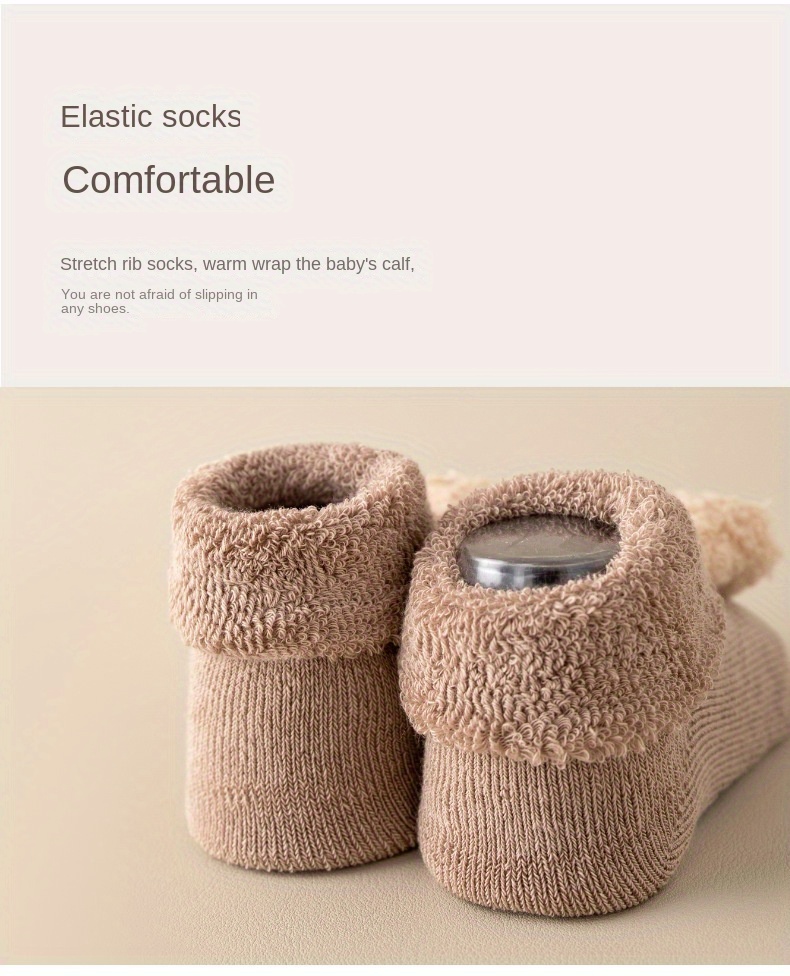 4 piezas calcetines de bebé gruesos felpa piso antideslizante calcetines  niños pequeños calcetines de algodón cálido suave invierno recién nacido