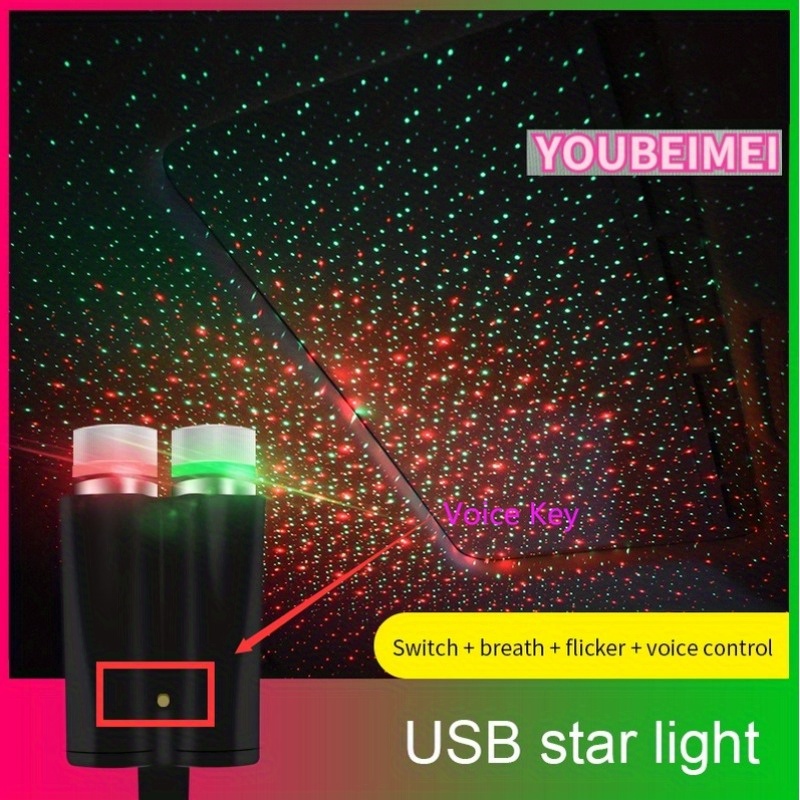 Auto Roof Star Projector Lights, USB Portable Adjustable Flexible Interior  Car Night Lamp Decorations with Micro