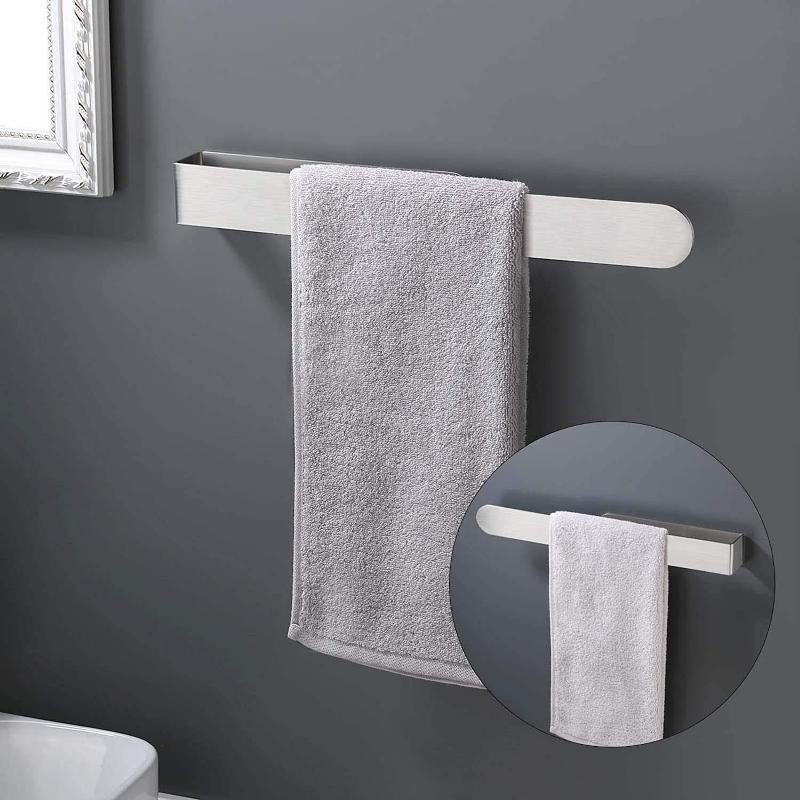 Self Adhesive Bathroom Towel Rack, Wall Mounted Towel Bar, Stainless Steel  Towel Holder Without Drilling, Bathroom Accessories - Temu