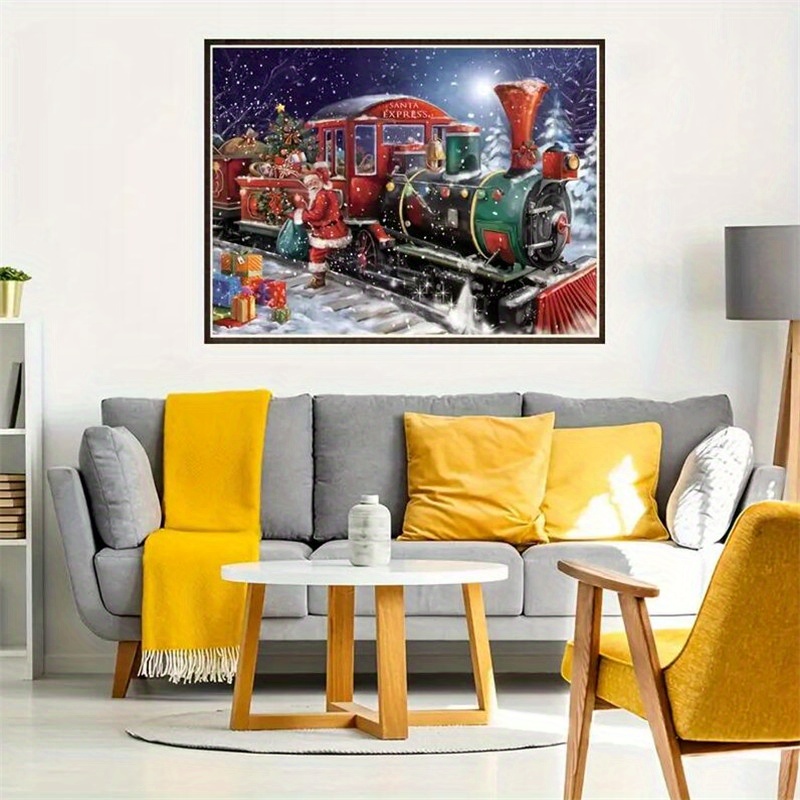 5d Diy Large Diamond Painting Kits For Adult Christmas Train - Temu