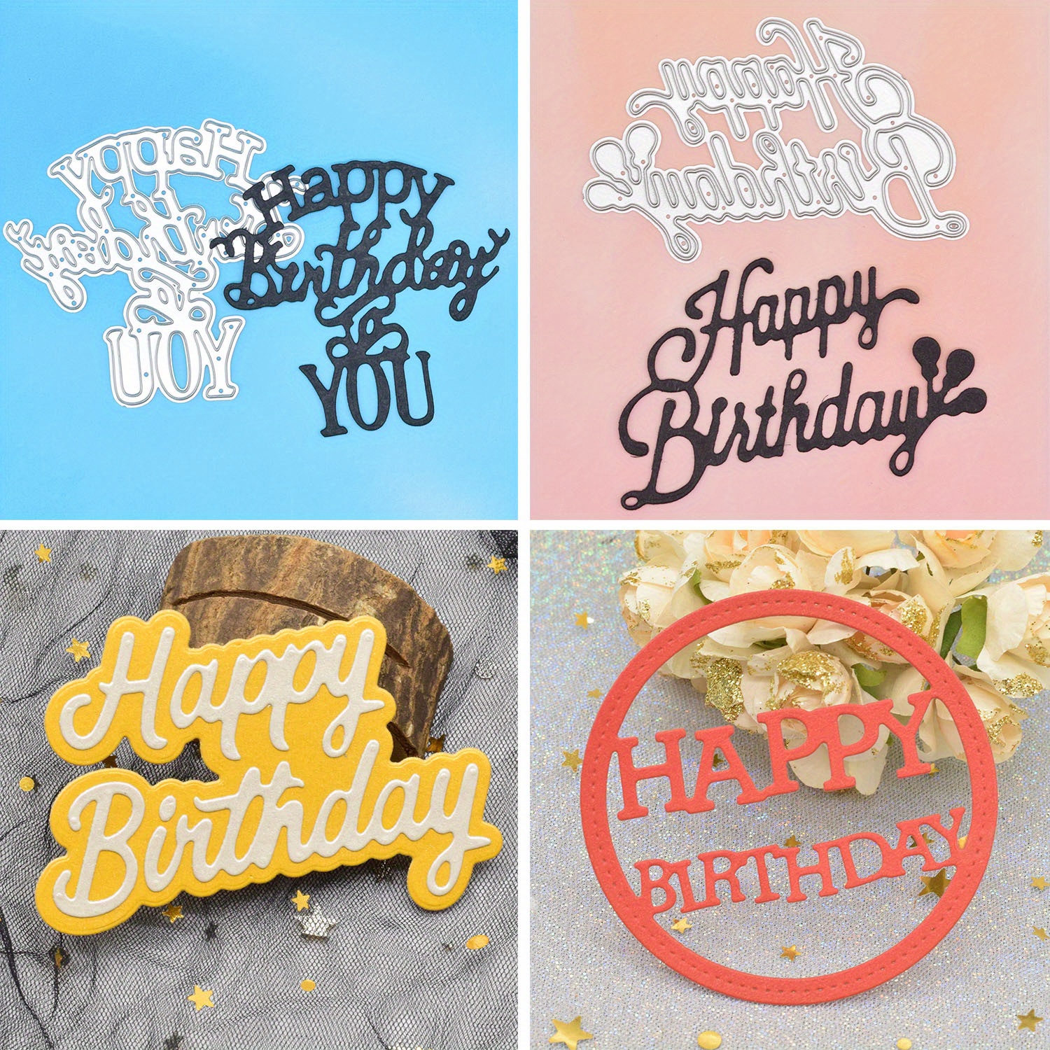 Happy Birthday Metal Cutting Dies Stencil Scrapbook Album - Temu