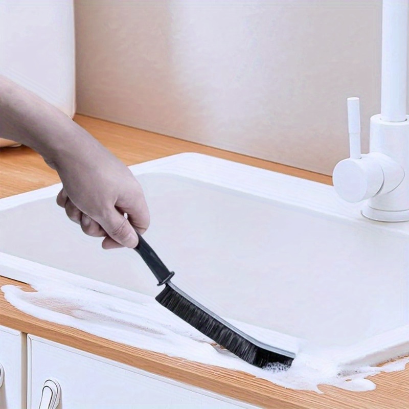 Black Color Bathroom Hard Bristle Crevice Cleaning Brush Household