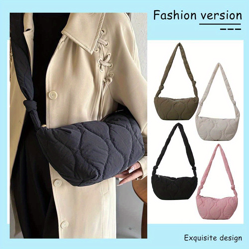 Fashion Sling Bag Zipper Cotton Padded Shoulder Bag Quilted Female