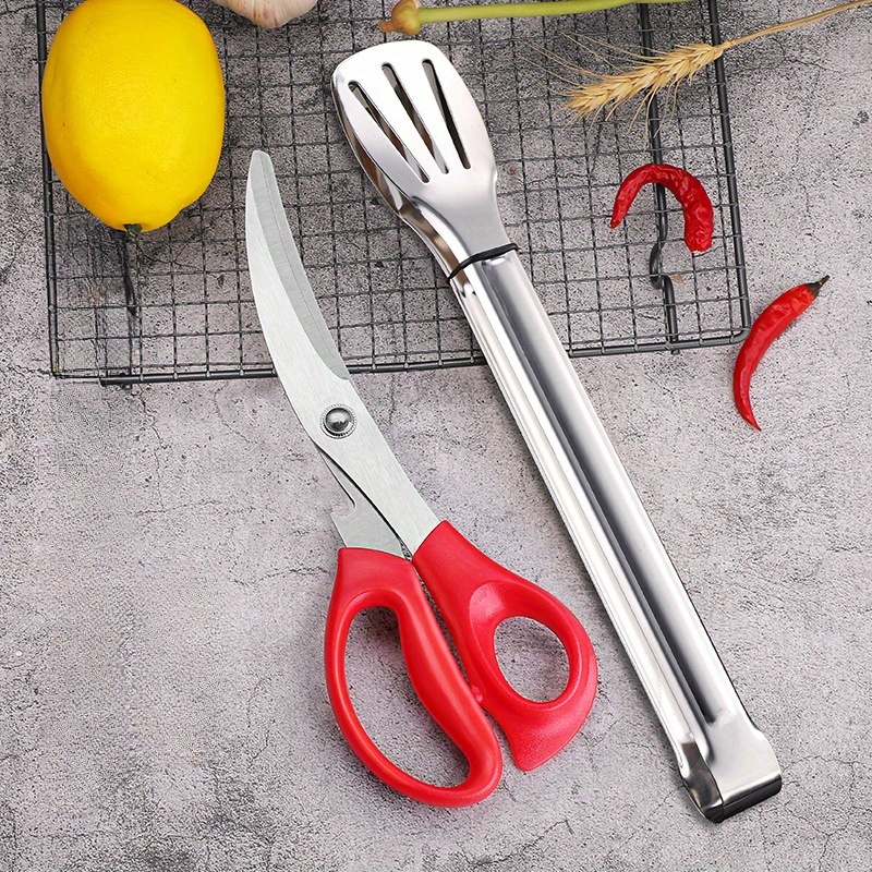 Kitchen Shears With Food Tongs Korean Barbecue Scissors And - Temu
