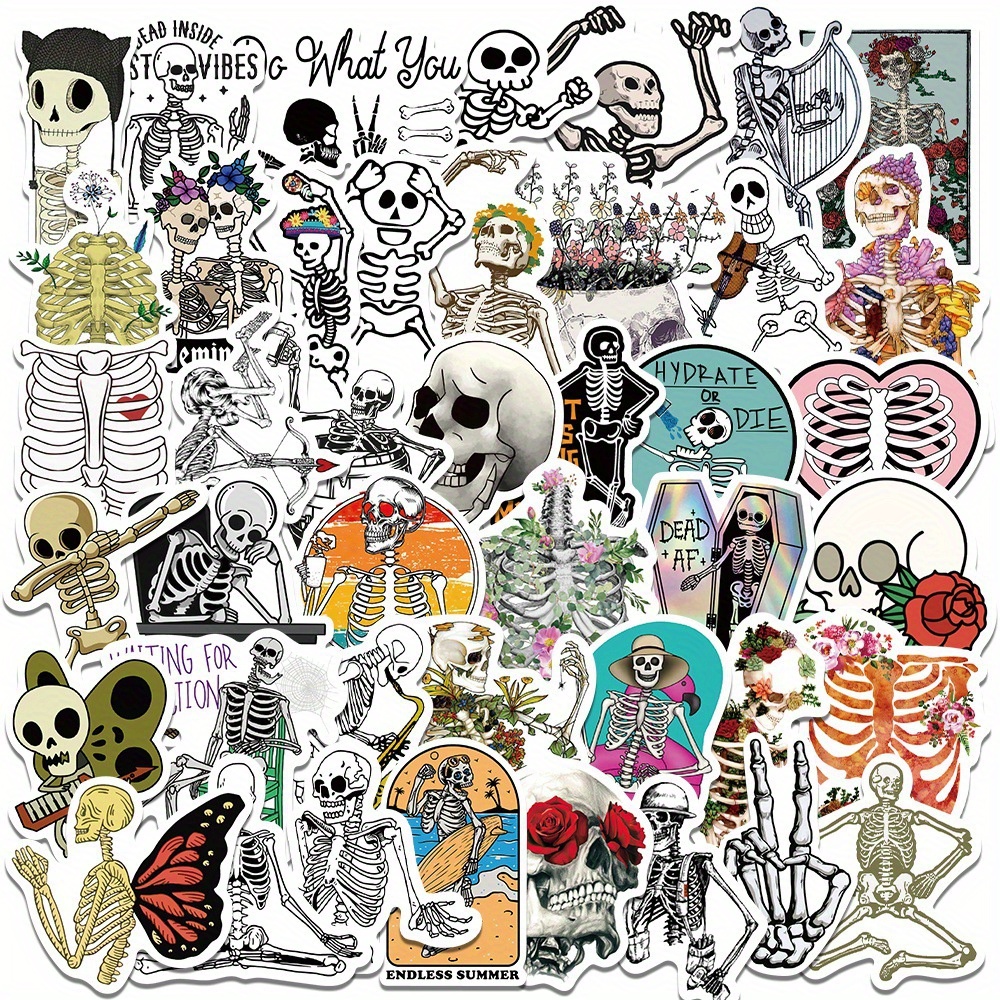 100pcs Skull Stickers,Vintage Skull Stickers,Mexican Skull Stickers,Hip Hop  Skull Stickers Pack for Laptop Water Bottle Guitar Motorcycle Helmet