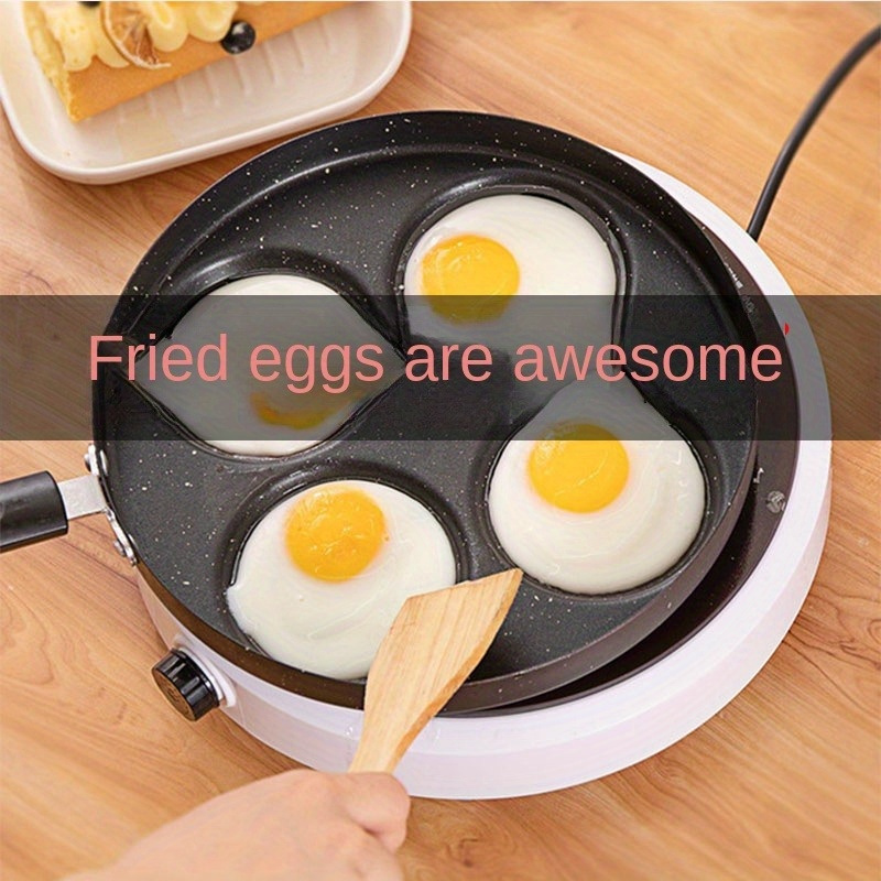 Egg Cooker Pan Divided Grill Frying Pan Cookware 4 Holes Section Divided  Skillet Pancake Pan Omelet Pan for Cooking Baking White
