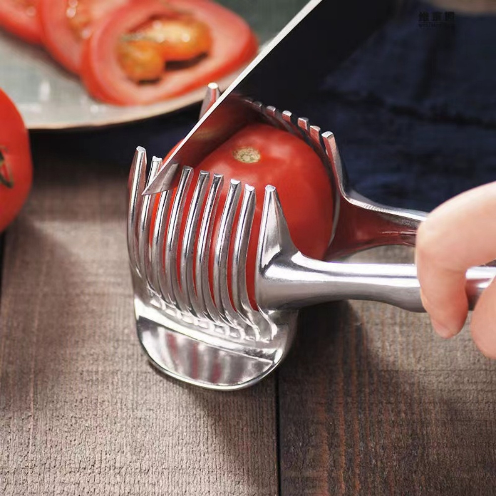 Kitchen Fruit Slicer Vegetable Tomato Clip Holder Lemons Potato Cutter Tool  Pickle Container For Restaurant - Temu